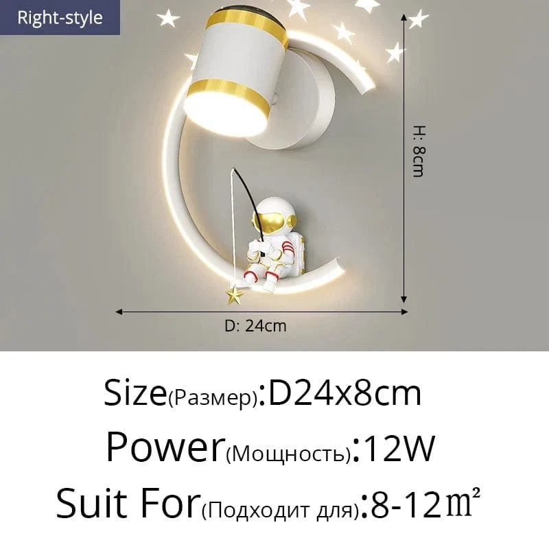 Applique murale nordique minimaliste - Lune, Planète, Astronaute | Marco Lucetti B droite D24x8cm 12W / 3 couleurs sans télécommande