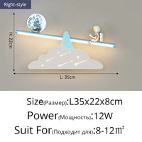 Applique murale nordique minimaliste - Lune, Planète, Astronaute | Marco Lucetti D droite L35x22cm 12W / 3 couleurs sans télécommande