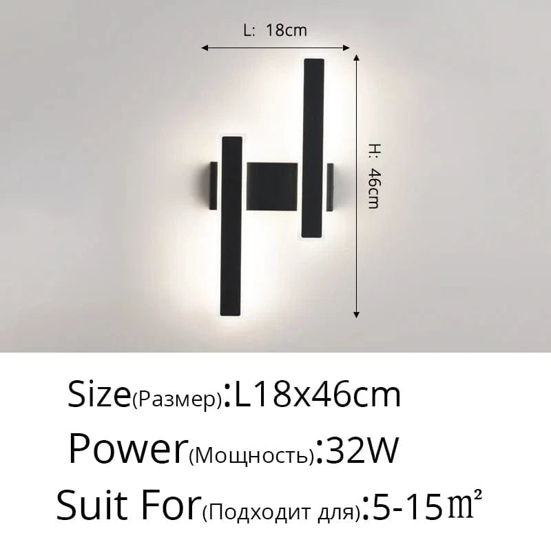 Applique murale nordique minimaliste "Nordic Strip" pour intérieur
 | Marco Lucetti Droit Noir C L46cm / Blanc chaud (2700-3500K)