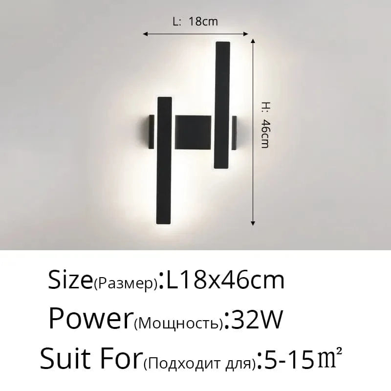 Applique murale nordique minimaliste - Style Scandinave | Marco Lucetti Droit Noir C L46cm / Blanc chaud