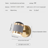 Applique murale nordique moderne avec projection d'étoiles rotative et pliante. | Marco Lucetti Gris / Lumière naturelle