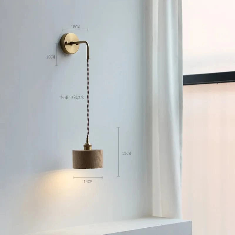 Applique murale nordique moderne en bois à led avec chaîne à tirer - Marque iwhd | Marco Lucetti Bouton interrupteur 1 / 4W (max100w)