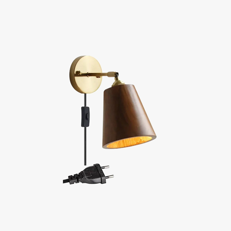 Applique murale nordique moderne en bois à led avec chaîne à tirer - Marque iwhd
