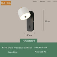 Applique Murale Nordique Rotative avec Interrupteur LED Pivotante - Collection Nordica | Marco Lucetti Blanc noir naturel / 7W