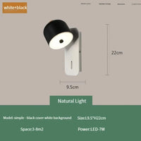 Applique Murale Nordique Rotative avec Interrupteur LED Pivotante - Collection Nordica | Marco Lucetti Noir blanc naturel / 7W