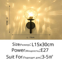 Applique murale nordique en verre luxueux, motif d'eau forgée