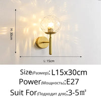 Applique murale nordique en verre luxueux, motif d'eau forgée