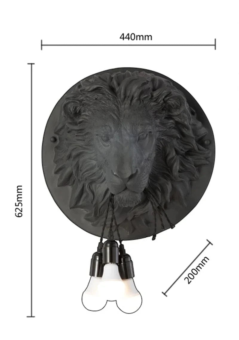 Applique Murale Nordique Vintage en Résine Animaux Bouledogue et Gorille Créatif | Marco Lucetti Lion noir