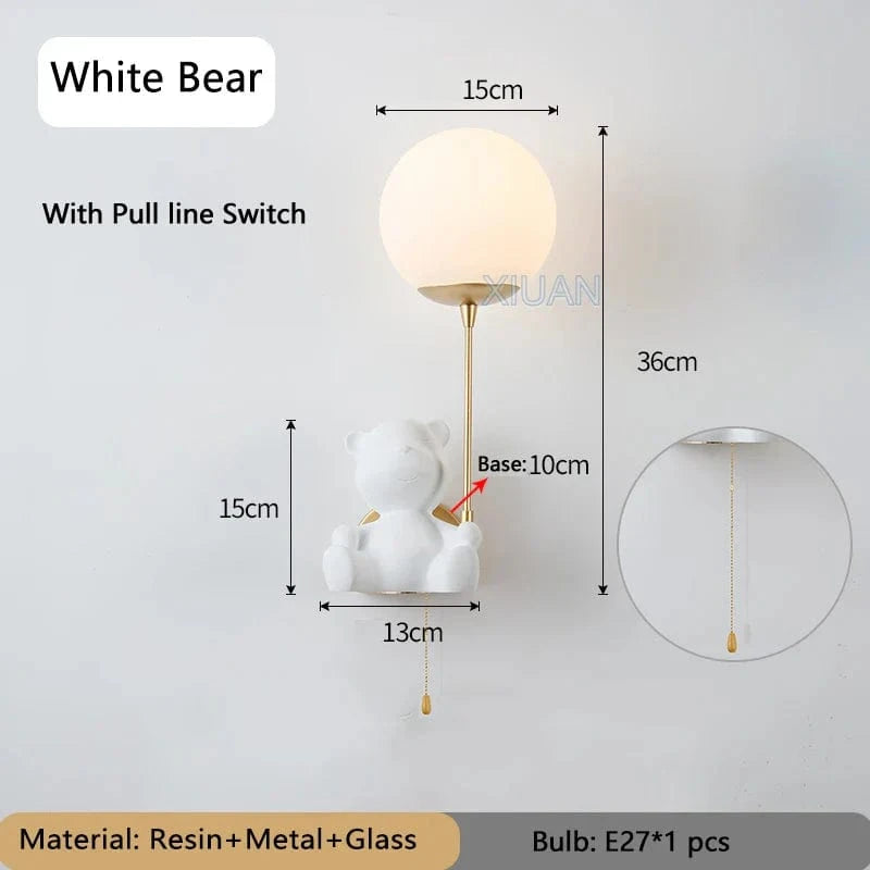 Applique murale Ours Pull-switch | Marco Lucetti Blanc avec interrupteur / Lumière chaude