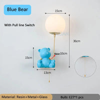 Applique murale Ours Pull-switch | Marco Lucetti Bleu avec interrupteur / Lumière chaude