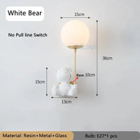 Applique murale Ours Pull-switch | Marco Lucetti Ours blanc sans interrupteur / Lumière chaude