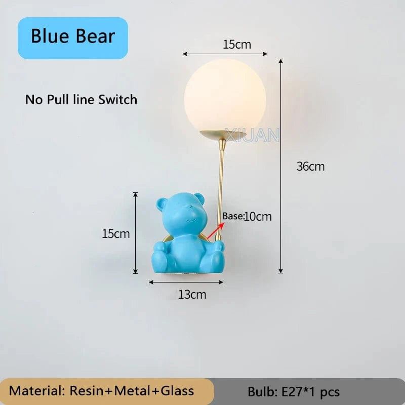 Applique murale Ours Pull-switch | Marco Lucetti Ours bleu sans interrupteur / Lumière chaude