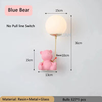 Applique murale Ours Pull-switch | Marco Lucetti Ours rose sans interrupteur / Lumière chaude