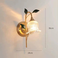 Applique murale Pastorale Branche Dorée Feuille Verte Europe LED Salon | Marco Lucetti