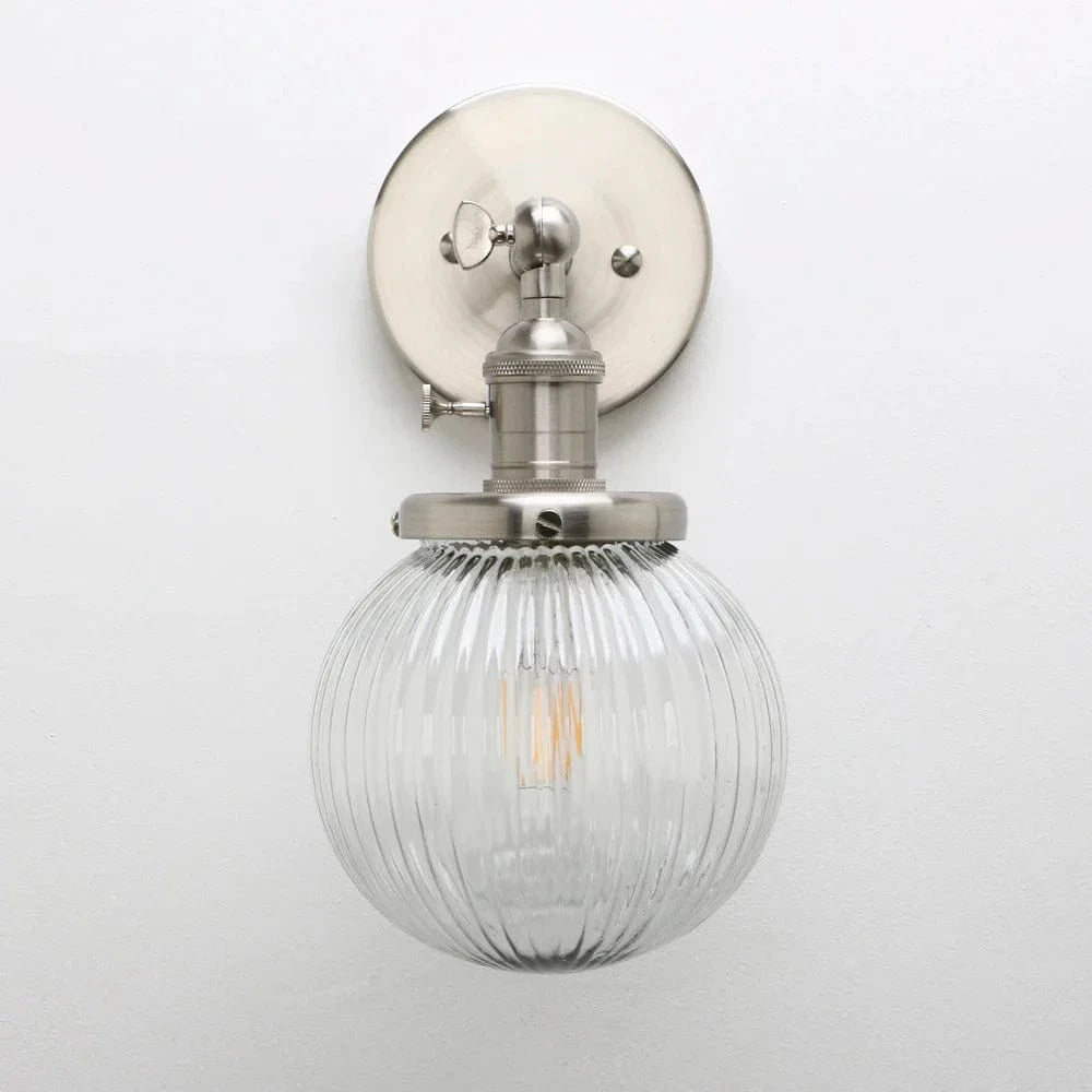 Applique murale Phansthy Vintage Industrielle avec Abat-Jour Rond en Verre | Marco Lucetti