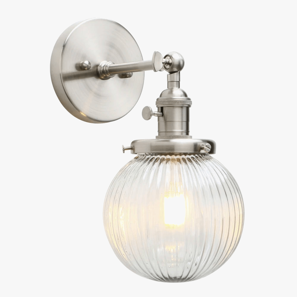 Applique murale Phansthy Vintage Industrielle avec Abat-Jour Rond en Verre | Marco Lucetti
