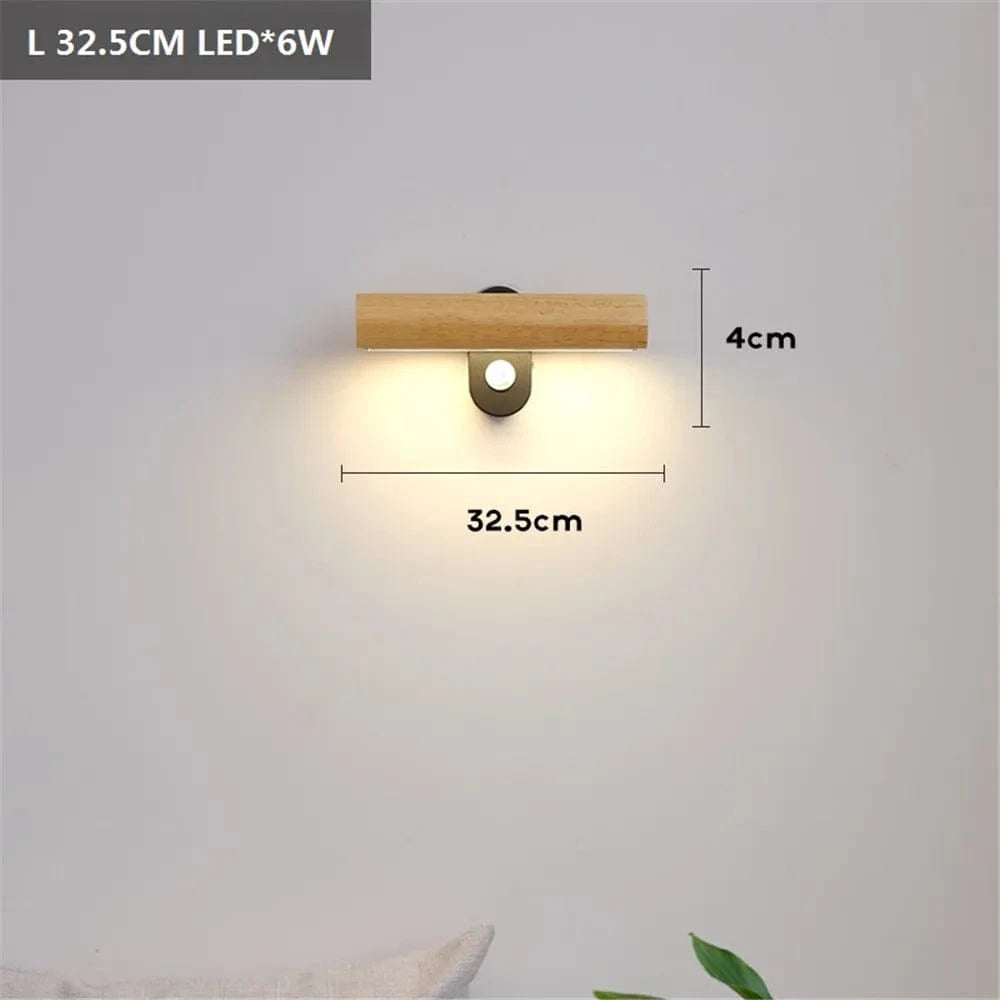 Applique Murale Pivotante Bois Nordique avec Interrupteur LED | Marco Lucetti 6W 32,5CM / Lumière chaude