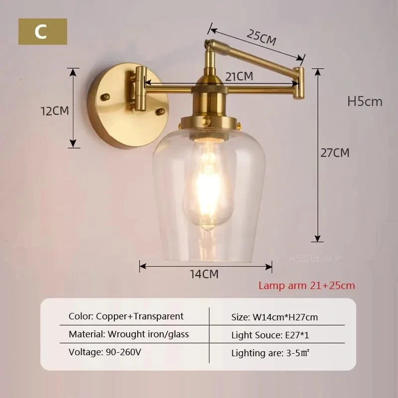 Applique murale pivotante en verre contemporain | Marco Lucetti C / Sans ampoule