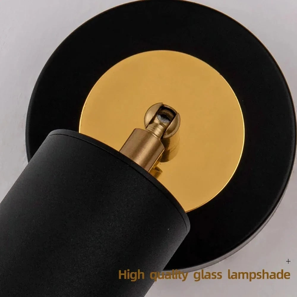 Applique Murale Pivotante Noir et Or Moderne - Lampe de Chevet pour Lecture et Étude | Marco Lucetti