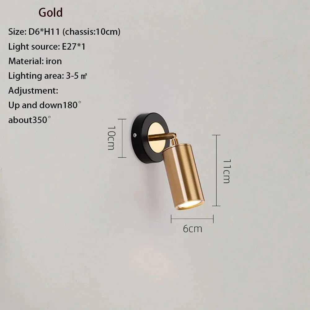 Applique Murale Pivotante Noir et Or Moderne - Lampe de Chevet pour Lecture et Étude | Marco Lucetti Or / Nature Blanc