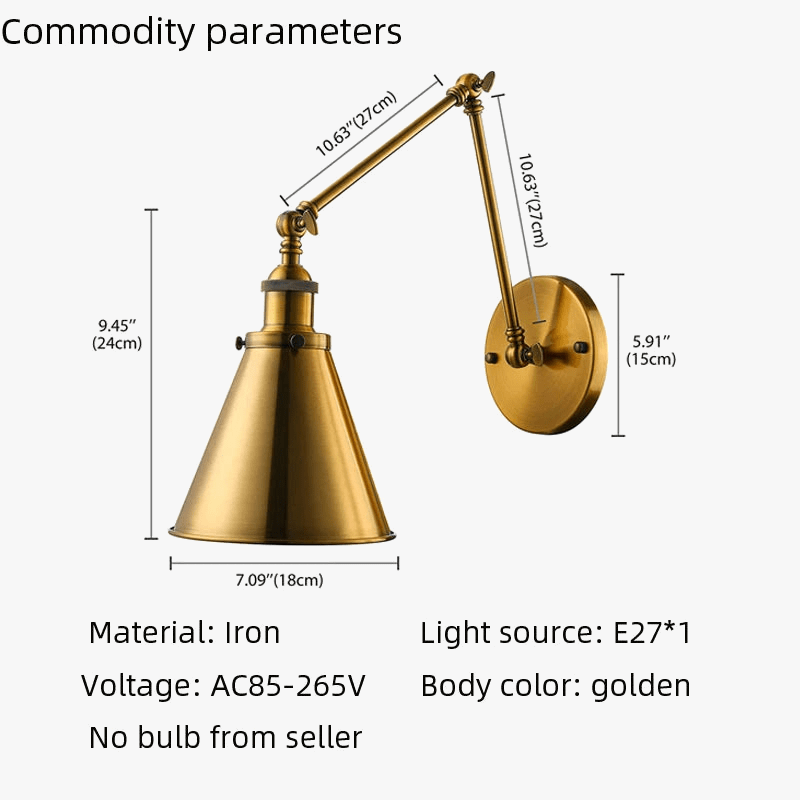 Applique murale pliante nordique rétro américain pour restaurant café cosy. | Marco Lucetti