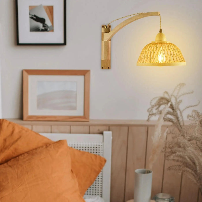 Applique murale pliante vintage en bois - Déco rétro café en bambou | Marco Lucetti