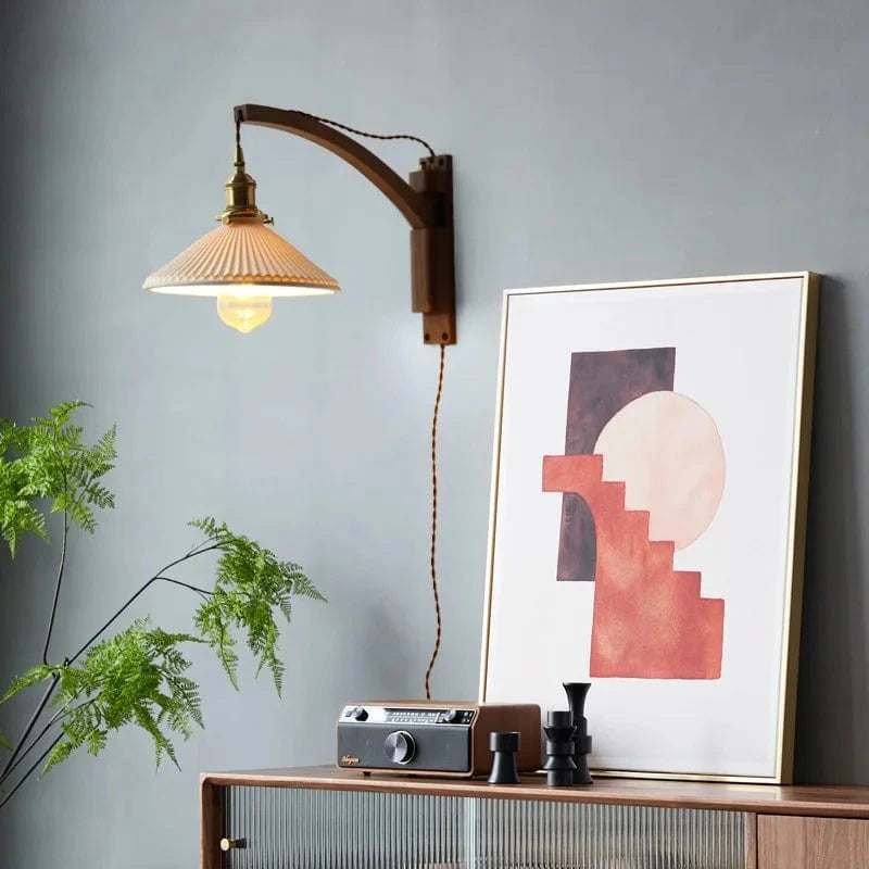 Applique murale pliante Vintage japonaise en céramique de noyer - Collection Élégance Nippone | Marco Lucetti