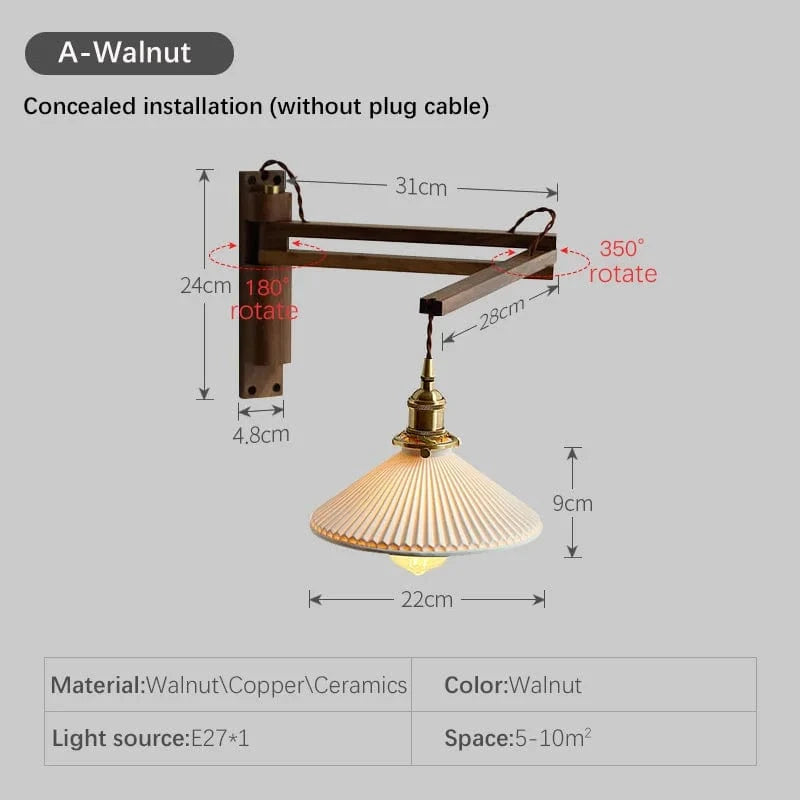 Applique murale pliante Vintage japonaise en céramique de noyer - Collection Élégance Nippone | Marco Lucetti A3