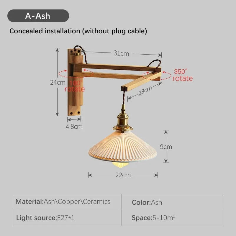 Applique murale pliante Vintage japonaise en céramique de noyer - Collection Élégance Nippone | Marco Lucetti A4