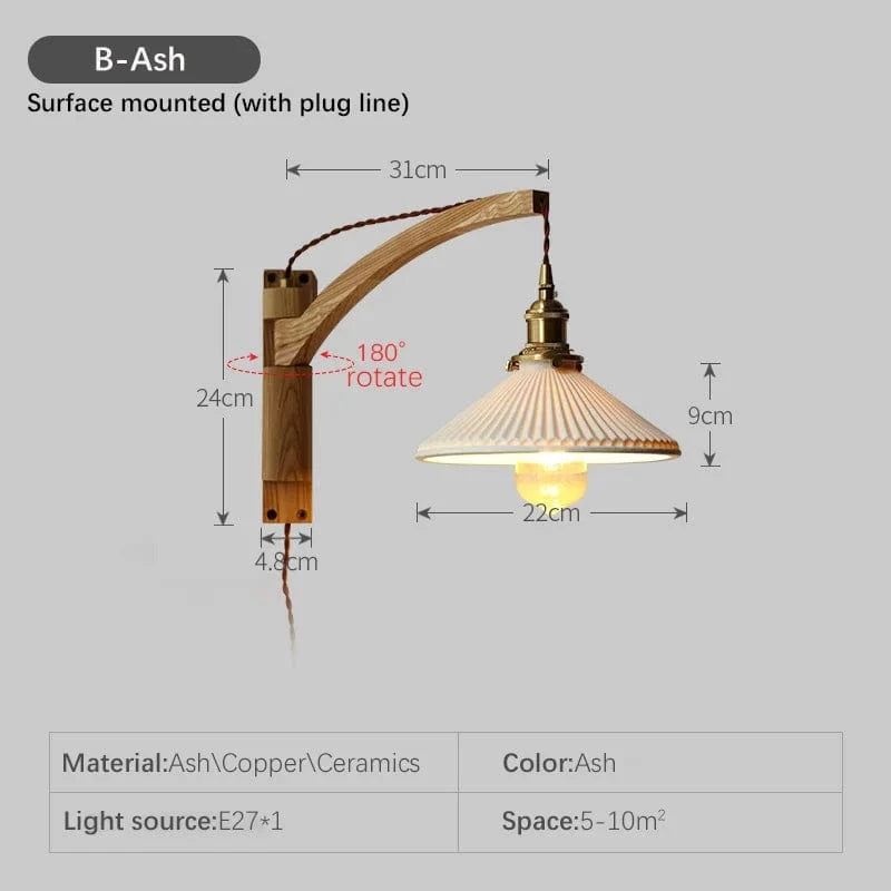 Applique murale pliante Vintage japonaise en céramique de noyer - Collection Élégance Nippone | Marco Lucetti B2