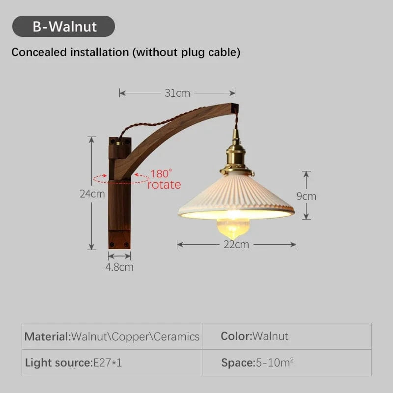 Applique murale pliante Vintage japonaise en céramique de noyer - Collection Élégance Nippone | Marco Lucetti B3