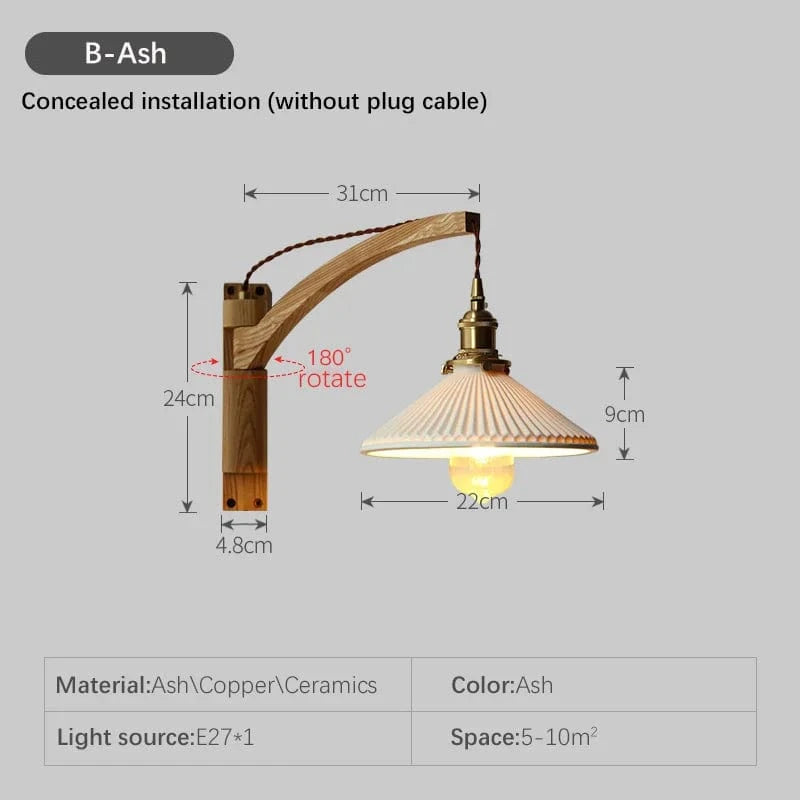 Applique murale pliante Vintage japonaise en céramique de noyer - Collection Élégance Nippone | Marco Lucetti B4