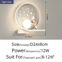 Applique murale premium "Cosmic Glow" pour salon modernes et luxueux | Marco Lucetti C droite D24x8cm 12W / Blanc froid (5 500-7 000 K).