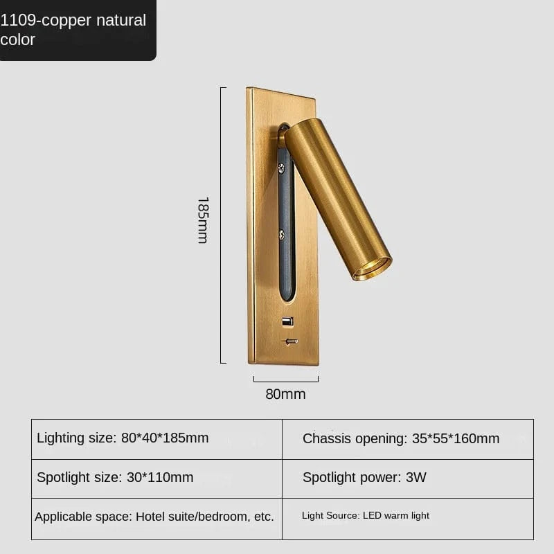 Applique Murale Premium d'Intérieur avec Chargeur USB | Marco Lucetti Type C-2 -110-240V