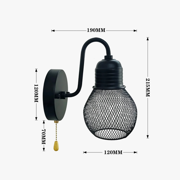 Applique murale rétro loft avec interrupteur - Idéale pour une décoration intérieure tendance