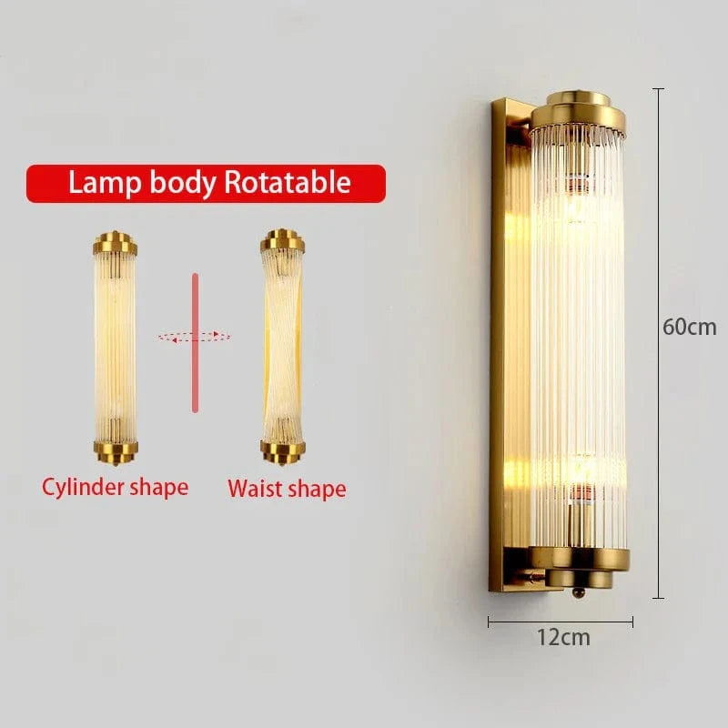 Applique murale réglable en or avec lampe en cristal de luxe LED - Édition Prestige | Marco Lucetti Doré H60CM / Lumière chaude 3000K