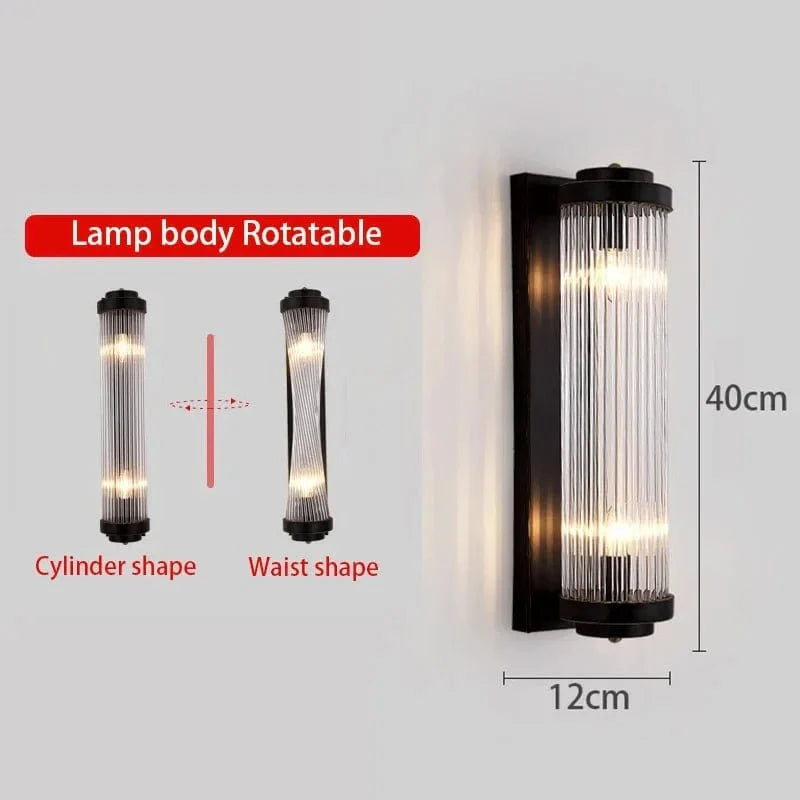 Applique murale réglable en or avec lampe en cristal de luxe LED - Édition Prestige | Marco Lucetti Noir H40CM / Lumière chaude 3000K