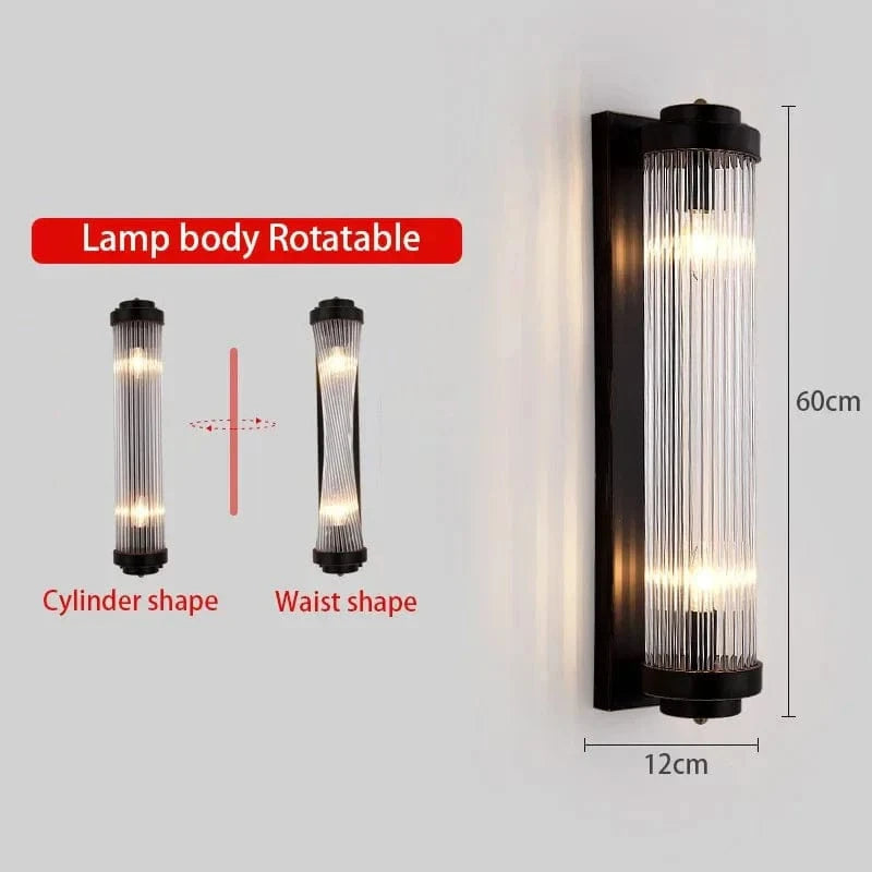 Applique murale réglable en or avec lampe en cristal de luxe LED - Édition Prestige | Marco Lucetti Noir H60CM / Lumière chaude 3000K