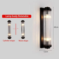 Applique murale réglable en or avec lampe en cristal de luxe LED - Édition Prestige | Marco Lucetti Noir H60CM / Lumière chaude 3000K