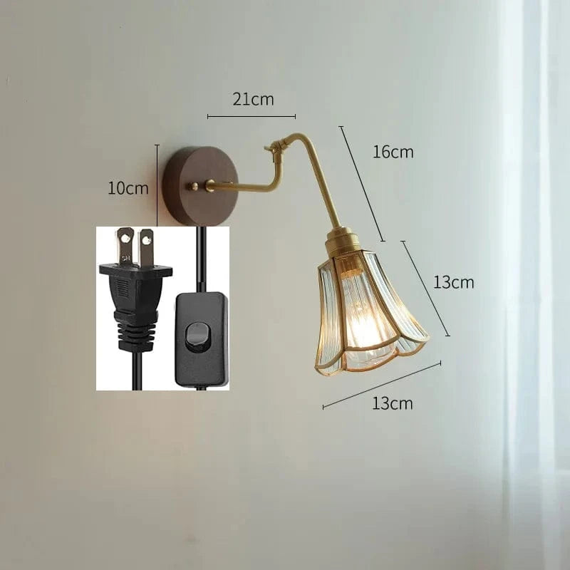 Applique murale rétro avec chaîne et base en bois | Marco Lucetti Branchement américain / 4W (max100w)