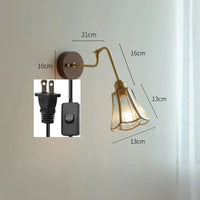 Applique murale rétro avec chaîne et base en bois | Marco Lucetti Branchement américain / 4W (max100w)