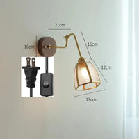 Applique murale rétro avec chaîne et base en bois | Marco Lucetti Commutateur enfichable américain 1 / 4W (max100w)