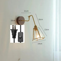 Applique murale rétro avec chaîne et base en bois | Marco Lucetti Commutateur enfichable américain / 4W (max100w)