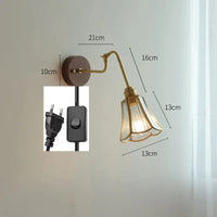 Applique murale rétro avec chaîne et base en bois | Marco Lucetti Commutateur enfichable UE 3 / 4W (max100w)