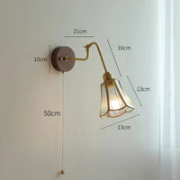 Applique murale rétro avec chaîne et base en bois | Marco Lucetti Interrupteur à chaîne 3 / 4W (max100w)