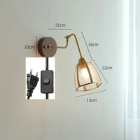 Applique murale rétro avec chaîne et base en bois | Marco Lucetti Interrupteur enfichable UE 1 / 4W (max100w)