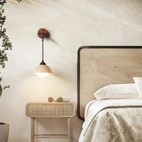 Applique murale rétro bois crème, interrupteur, grotte jaune. | Marco Lucetti