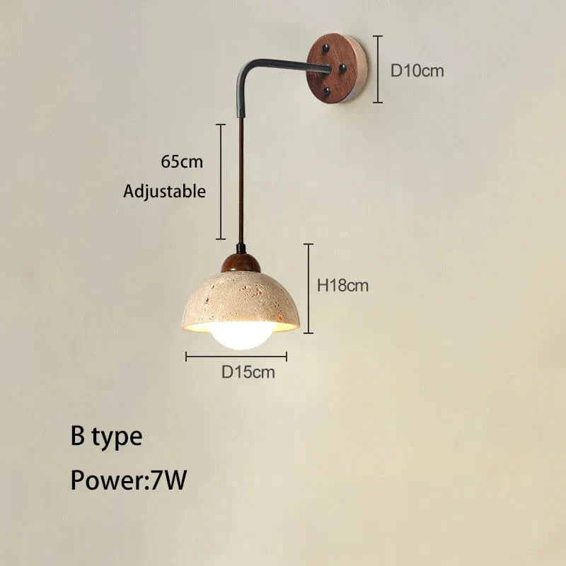 Applique murale rétro bois crème, interrupteur, grotte jaune. | Marco Lucetti Type B / 3000K