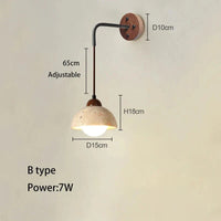 Applique murale rétro bois crème, interrupteur, grotte jaune. | Marco Lucetti Type B / 3000K