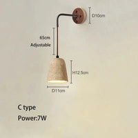 Applique murale rétro bois crème, interrupteur, grotte jaune. | Marco Lucetti Type C / 3000K